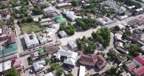 Aerial view of Yegoryevsk - Russian town and administrative center in sunny spring day photo