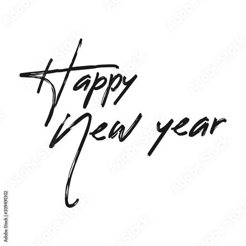 Happy new year typography sign. Vector Lettering Composition. Holiday design for greeting card.