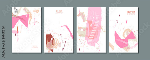 Delicate pink pastel from the 14th of February Valentine's Day creative card templates set. Romantic invitations abstraction background line color
