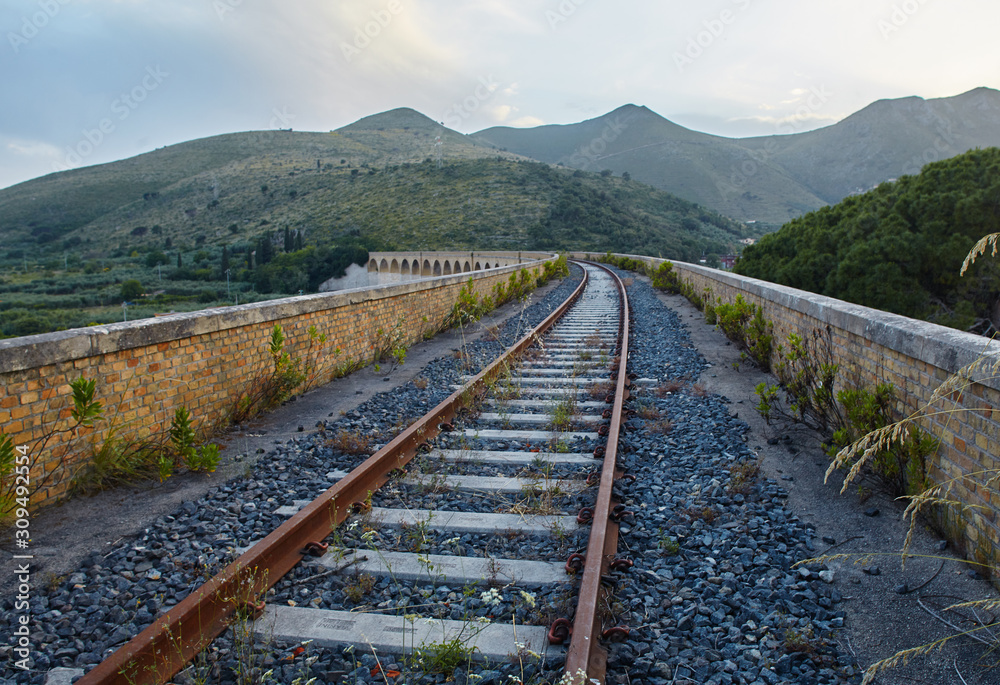 Evening view of viaduct near Formia, Italy Evening view of viaduct near Formia, Italy