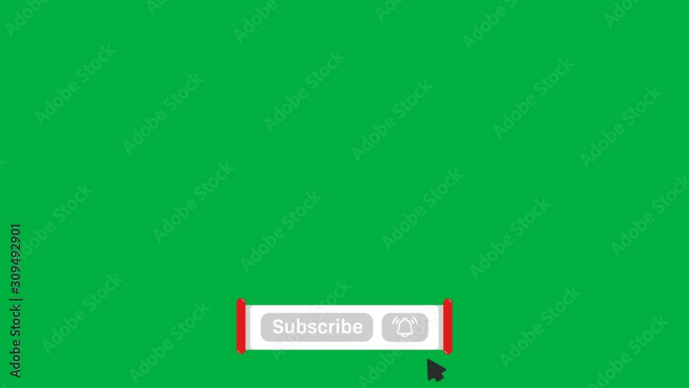 youtube subscribe and bell icon motion graphic animation template clip scroll open cartoon style Pop up in with chroma green screen background