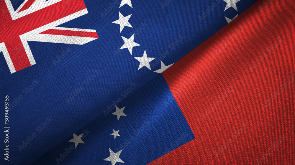 Cook Islands and Samoa two flags textile cloth, fabric texture Cook Islands and Samoa two flags textile cloth, fabric texture