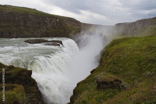 Panoramic view of Gullfoss waterfall  Iceland 