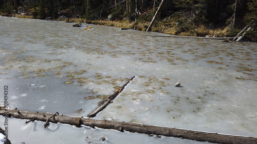 Frozen pond in Yellowstone National Park, Wyoming