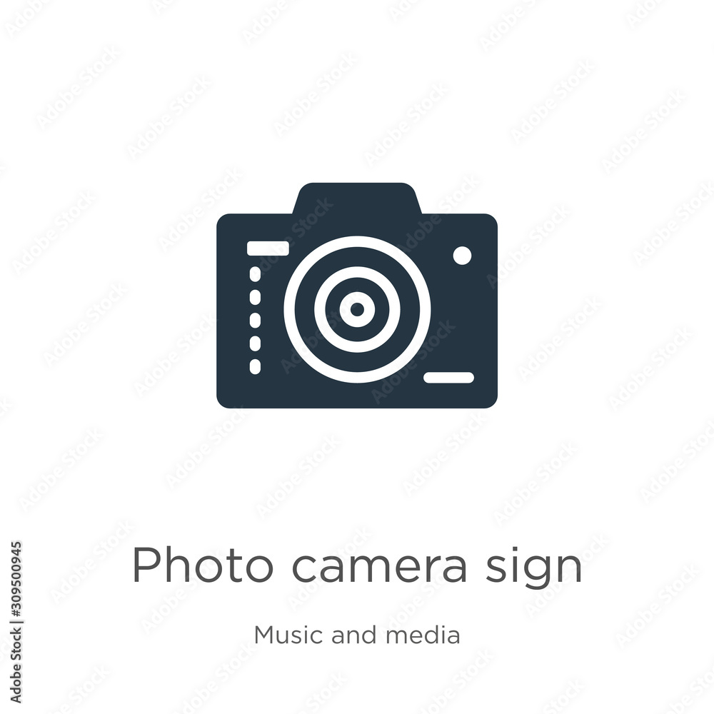 Photo camera sign icon vector. Trendy flat photo camera sign icon from music and media collection isolated on white background. Vector illustration can be used for web and mobile graphic design, logo,