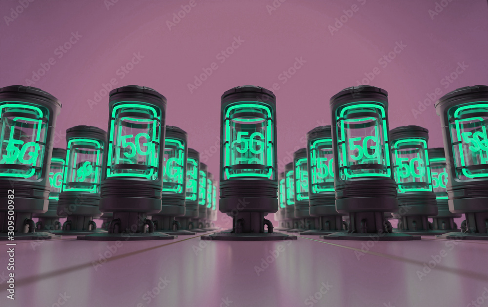 3D render of 5G sign glowing with neon light inside a futuristic capsules. Depth of field included. 3D render of 5G sign glowing with neon light inside a futuristic capsules. Depth of field included.