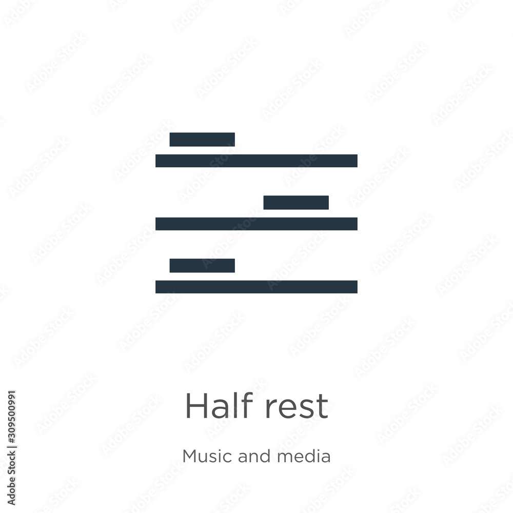 Half rest icon vector. Trendy flat half rest icon from music and media collection isolated on white background. Vector illustration can be used for web and mobile graphic design, logo, eps10 Half rest icon vector. Trendy flat half rest icon from music and media collection isolated on white background. Vector illustration can be used for web and mobile graphic design, logo, eps10