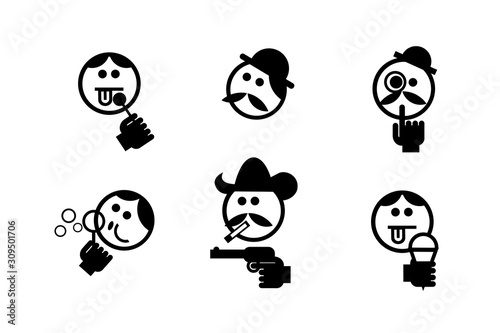 Black and White Emoticons Ethnic Faces