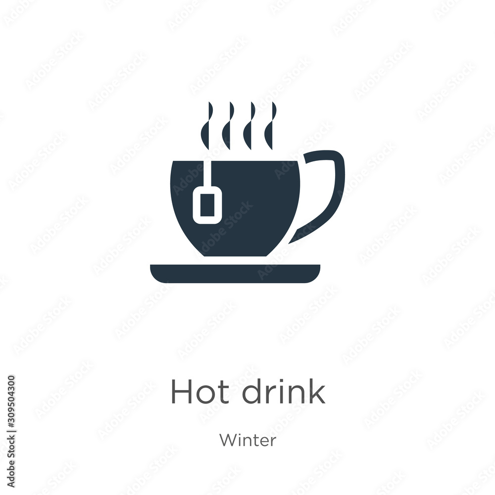 Hot drink icon vector. Trendy flat hot drink icon from winter collection isolated on white background. Vector illustration can be used for web and mobile graphic design, logo, eps10 Hot drink icon vector. Trendy flat hot drink icon from winter collection isolated on white background. Vector illustration can be used for web and mobile graphic design, logo, eps10