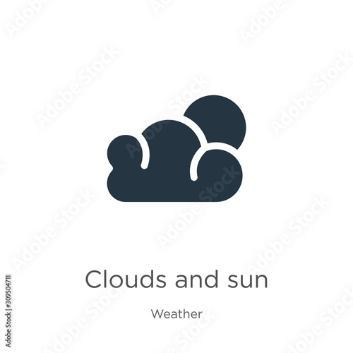 Clouds and sun icon vector. Trendy flat clouds and sun icon from weather collection isolated on white background. Vector illustration can be used for web and mobile graphic design, logo, eps10