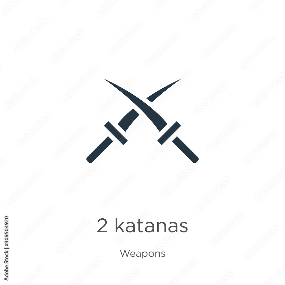 2 katanas icon vector. Trendy flat 2 katanas icon from weapons collection isolated on white background. Vector illustration can be used for web and mobile graphic design, logo, eps10 2 katanas icon vector. Trendy flat 2 katanas icon from weapons collection isolated on white background. Vector illustration can be used for web and mobile graphic design, logo, eps10