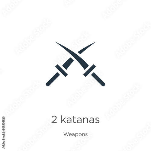 2 katanas icon vector. Trendy flat 2 katanas icon from weapons collection isolated on white background. Vector illustration can be used for web and mobile graphic design, logo, eps10