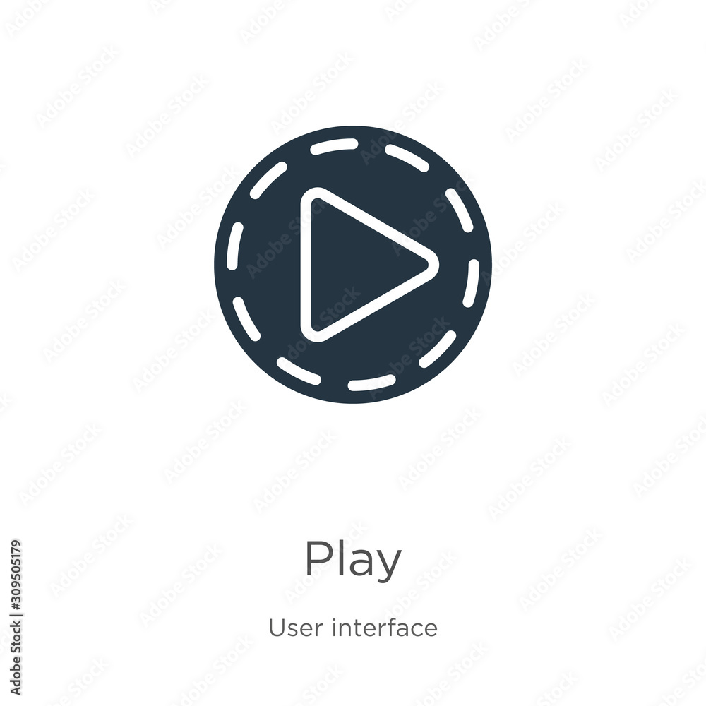 Play icon vector. Trendy flat play icon from user interface collection isolated on white background. Vector illustration can be used for web and mobile graphic design, logo, eps10 Play icon vector. Trendy flat play icon from user interface collection isolated on white background. Vector illustration can be used for web and mobile graphic design, logo, eps10