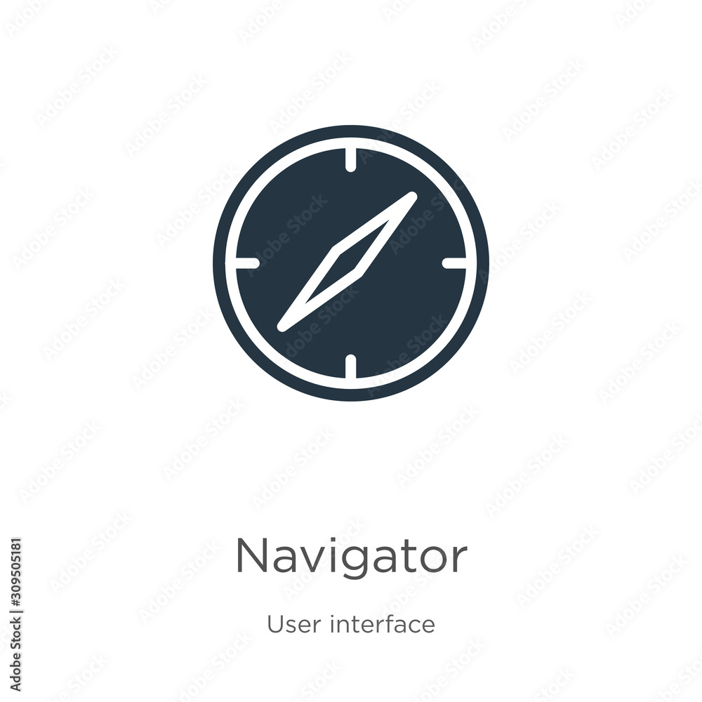Navigator icon vector. Trendy flat navigator icon from user interface collection isolated on white background. Vector illustration can be used for web and mobile graphic design, logo, eps10 Navigator icon vector. Trendy flat navigator icon from user interface collection isolated on white background. Vector illustration can be used for web and mobile graphic design, logo, eps10
