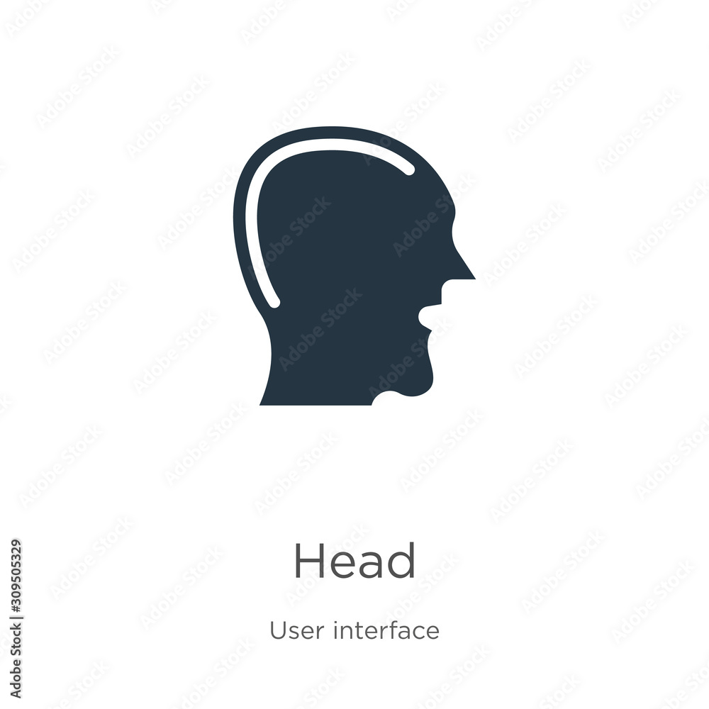 Head icon vector. Trendy flat head icon from user interface collection isolated on white background. Vector illustration can be used for web and mobile graphic design, logo, eps10 Head icon vector. Trendy flat head icon from user interface collection isolated on white background. Vector illustration can be used for web and mobile graphic design, logo, eps10