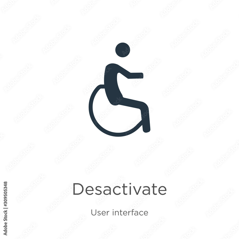 Desactivate icon vector. Trendy flat desactivate icon from user interface collection isolated on white background. Vector illustration can be used for web and mobile graphic design, logo, eps10 Desactivate icon vector. Trendy flat desactivate icon from user interface collection isolated on white background. Vector illustration can be used for web and mobile graphic design, logo, eps10