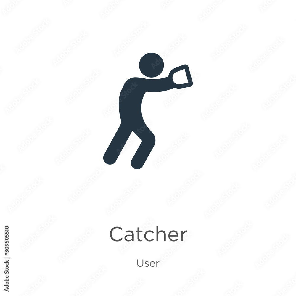 Catcher icon vector. Trendy flat catcher icon from user collection isolated on white background. Vector illustration can be used for web and mobile graphic design, logo, eps10 Catcher icon vector. Trendy flat catcher icon from user collection isolated on white background. Vector illustration can be used for web and mobile graphic design, logo, eps10