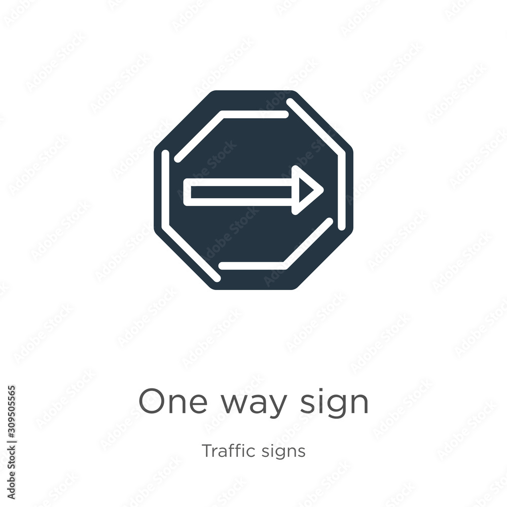 One way sign icon vector. Trendy flat one way sign icon from traffic signs collection isolated on white background. Vector illustration can be used for web and mobile graphic design, logo, eps10 One way sign icon vector. Trendy flat one way sign icon from traffic signs collection isolated on white background. Vector illustration can be used for web and mobile graphic design, logo, eps10