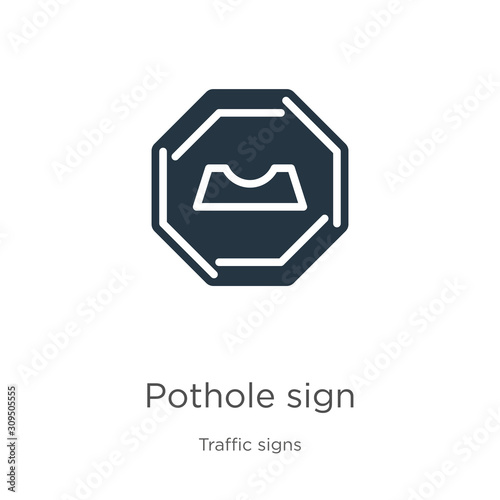 Pothole sign icon vector. Trendy flat pothole sign icon from traffic signs collection isolated on white background. Vector illustration can be used for web and mobile graphic design, logo, eps10