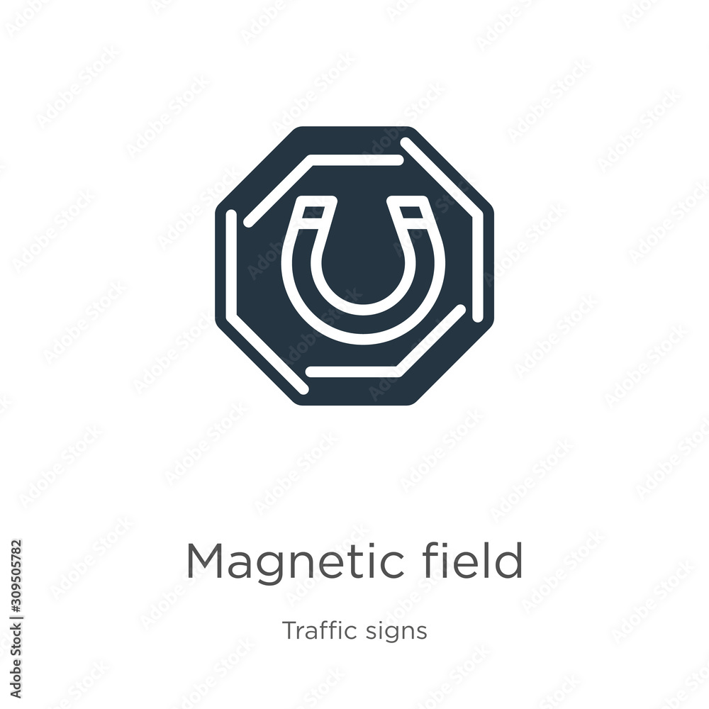 Magnetic field icon vector. Trendy flat magnetic field icon from traffic signs collection isolated on white background. Vector illustration can be used for web and mobile graphic design, logo, eps10 Magnetic field icon vector. Trendy flat magnetic field icon from traffic signs collection isolated on white background. Vector illustration can be used for web and mobile graphic design, logo, eps10