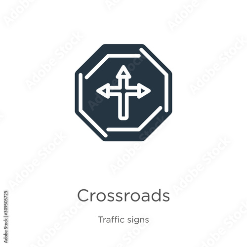 Crossroads icon vector. Trendy flat crossroads icon from traffic signs collection isolated on white background. Vector illustration can be used for web and mobile graphic design, logo, eps10