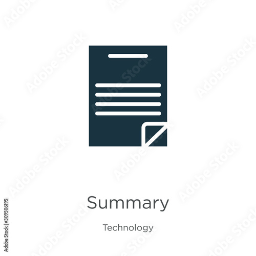 Summary icon vector. Trendy flat summary icon from technology collection isolated on white background. Vector illustration can be used for web and mobile graphic design, logo, eps10