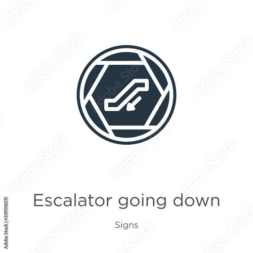 Escalator going down icon vector. Trendy flat escalator going down icon from signs collection isolated on white background. Vector illustration can be used for web and mobile graphic design, logo,