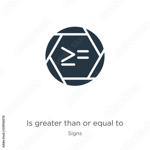 Is greater than or equal to icon vector. Trendy flat is greater than or equal to icon from signs collection isolated on white background. Vector illustration can be used for web and mobile graphic