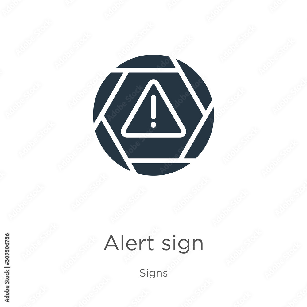 Alert sign icon vector. Trendy flat alert sign icon from signs collection isolated on white background. Vector illustration can be used for web and mobile graphic design, logo, eps10 Alert sign icon vector. Trendy flat alert sign icon from signs collection isolated on white background. Vector illustration can be used for web and mobile graphic design, logo, eps10