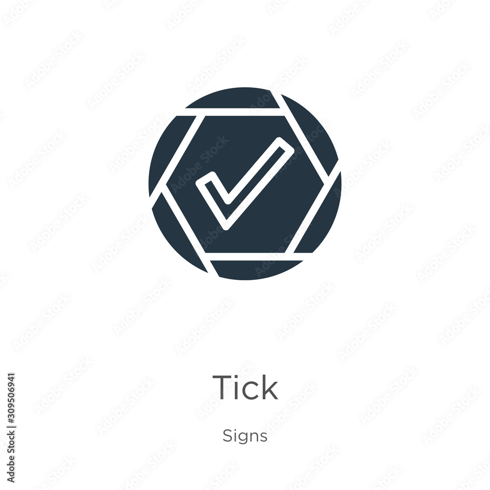Tick icon vector. Trendy flat tick icon from signs collection isolated on white background. Vector illustration can be used for web and mobile graphic design, logo, eps10 Tick icon vector. Trendy flat tick icon from signs collection isolated on white background. Vector illustration can be used for web and mobile graphic design, logo, eps10