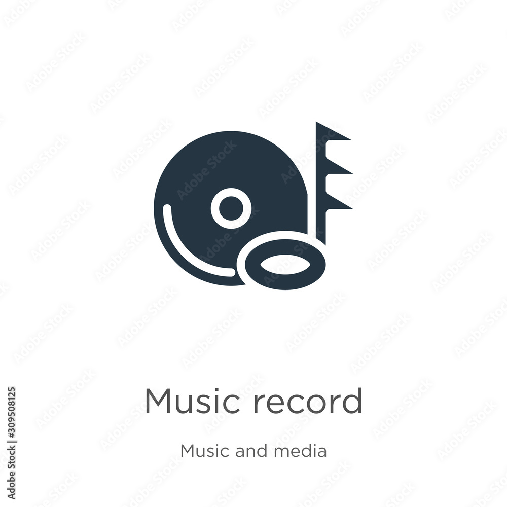 Music record icon vector. Trendy flat music record icon from music collection isolated on white background. Vector illustration can be used for web and mobile graphic design, logo, eps10 Music record icon vector. Trendy flat music record icon from music collection isolated on white background. Vector illustration can be used for web and mobile graphic design, logo, eps10