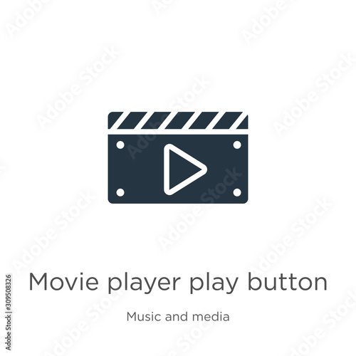 Movie player play button icon vector. Trendy flat movie player play button icon from music and media collection isolated on white background. Vector illustration can be used for web and mobile graphic