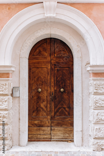 The old wooden door to the Church