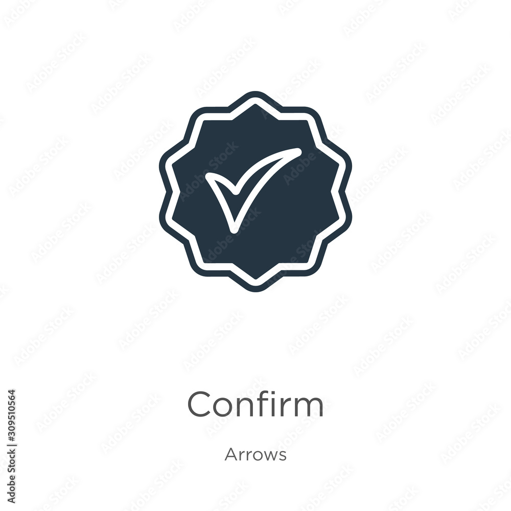 Confirm icon vector. Trendy flat confirm icon from arrows collection isolated on white background. Vector illustration can be used for web and mobile graphic design, logo, eps10 Confirm icon vector. Trendy flat confirm icon from arrows collection isolated on white background. Vector illustration can be used for web and mobile graphic design, logo, eps10