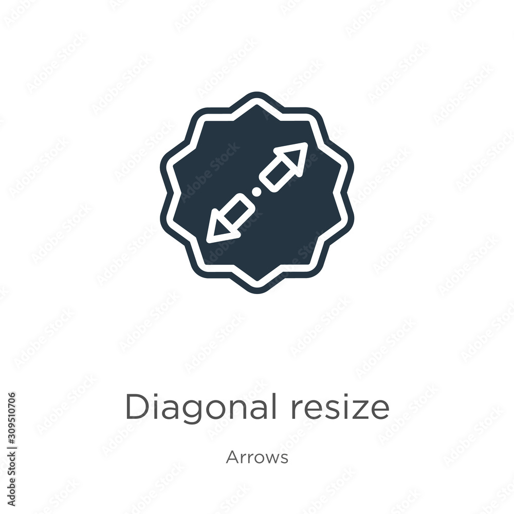 Diagonal resize icon vector. Trendy flat diagonal resize icon from arrows collection isolated on white background. Vector illustration can be used for web and mobile graphic design, logo, eps10 Diagonal resize icon vector. Trendy flat diagonal resize icon from arrows collection isolated on white background. Vector illustration can be used for web and mobile graphic design, logo, eps10