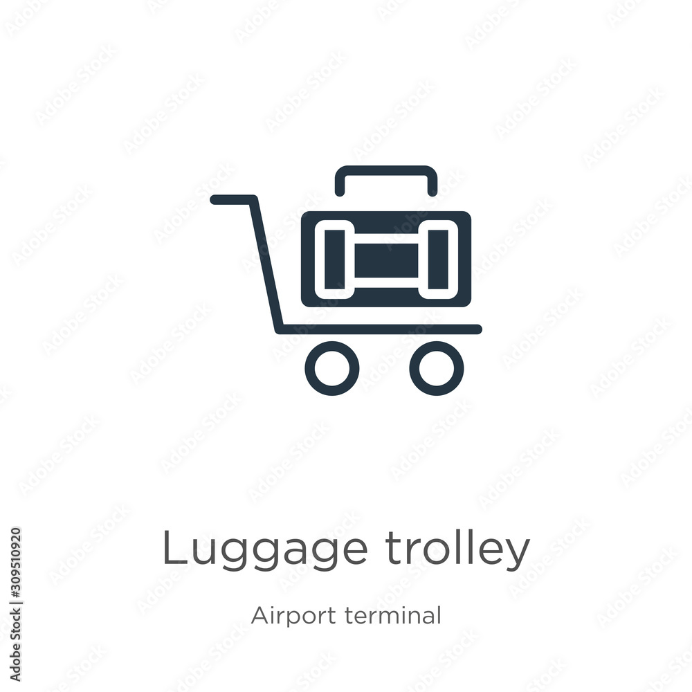 Luggage trolley icon vector. Trendy flat luggage trolley icon from