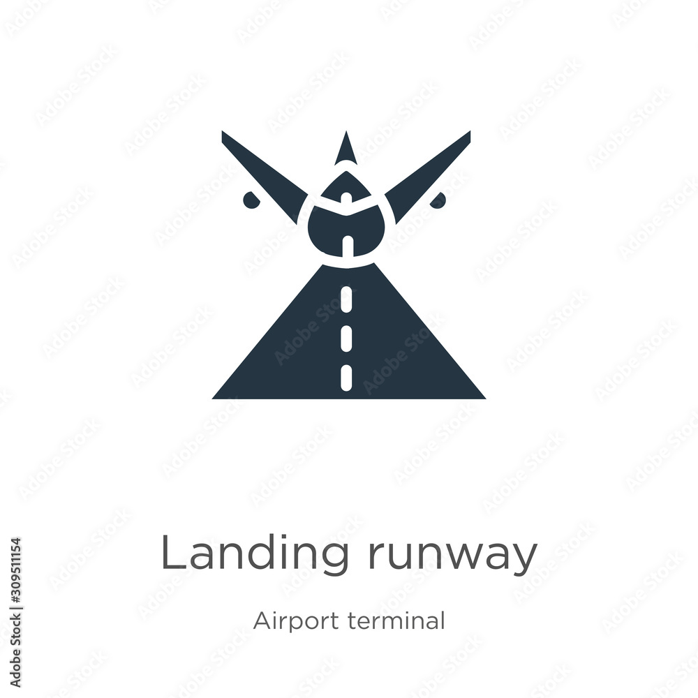 Landing runway icon vector. Trendy flat landing runway icon from airport terminal collection isolated on white background. Vector illustration can be used for web and mobile graphic design, logo, Landing runway icon vector. Trendy flat landing runway icon from airport terminal collection isolated on white background. Vector illustration can be used for web and mobile graphic design, logo,