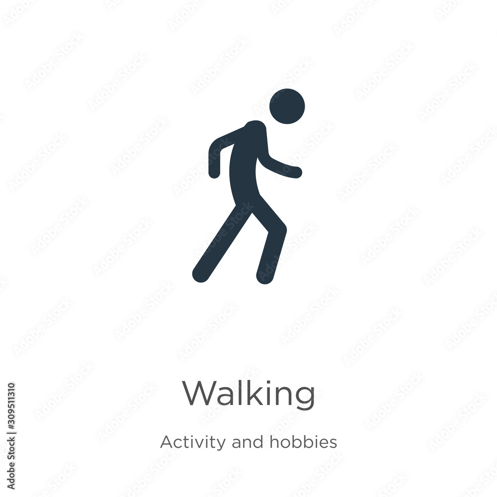 Walking icon vector. Trendy flat walking icon from activities collection isolated on white background. Vector illustration can be used for web and mobile graphic design, logo, eps10 Walking icon vector. Trendy flat walking icon from activities collection isolated on white background. Vector illustration can be used for web and mobile graphic design, logo, eps10