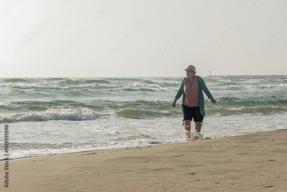 woman screams from the cold of the Baltic Sea