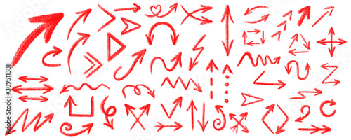 Arrow grunge vector set. Arrow brush vector set. Arrow chalk vector set. 