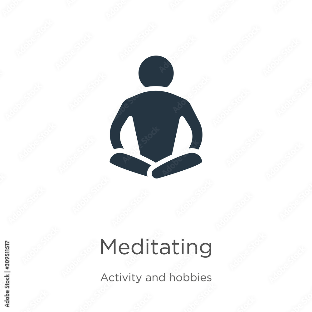 Meditating icon vector. Trendy flat meditating icon from activity and hobbies collection isolated on white background. Vector illustration can be used for web and mobile graphic design, logo, eps10