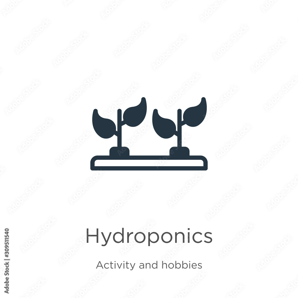 Hydroponics icon vector. Trendy flat hydroponics icon from activity and hobbies collection isolated on white background. Vector illustration can be used for web and mobile graphic design, logo, eps10 Hydroponics icon vector. Trendy flat hydroponics icon from activity and hobbies collection isolated on white background. Vector illustration can be used for web and mobile graphic design, logo, eps10