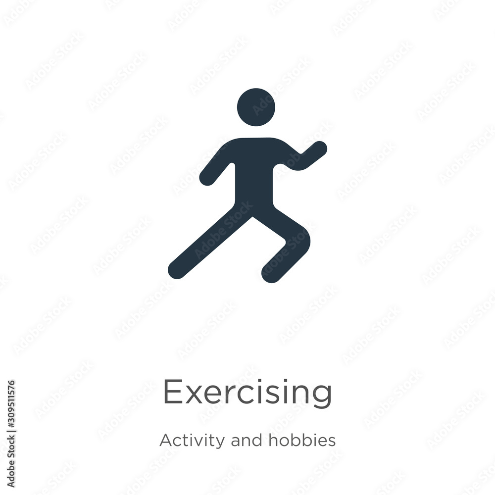 Exercising icon vector. Trendy flat exercising icon from activity and hobbies collection isolated on white background. Vector illustration can be used for web and mobile graphic design, logo, eps10