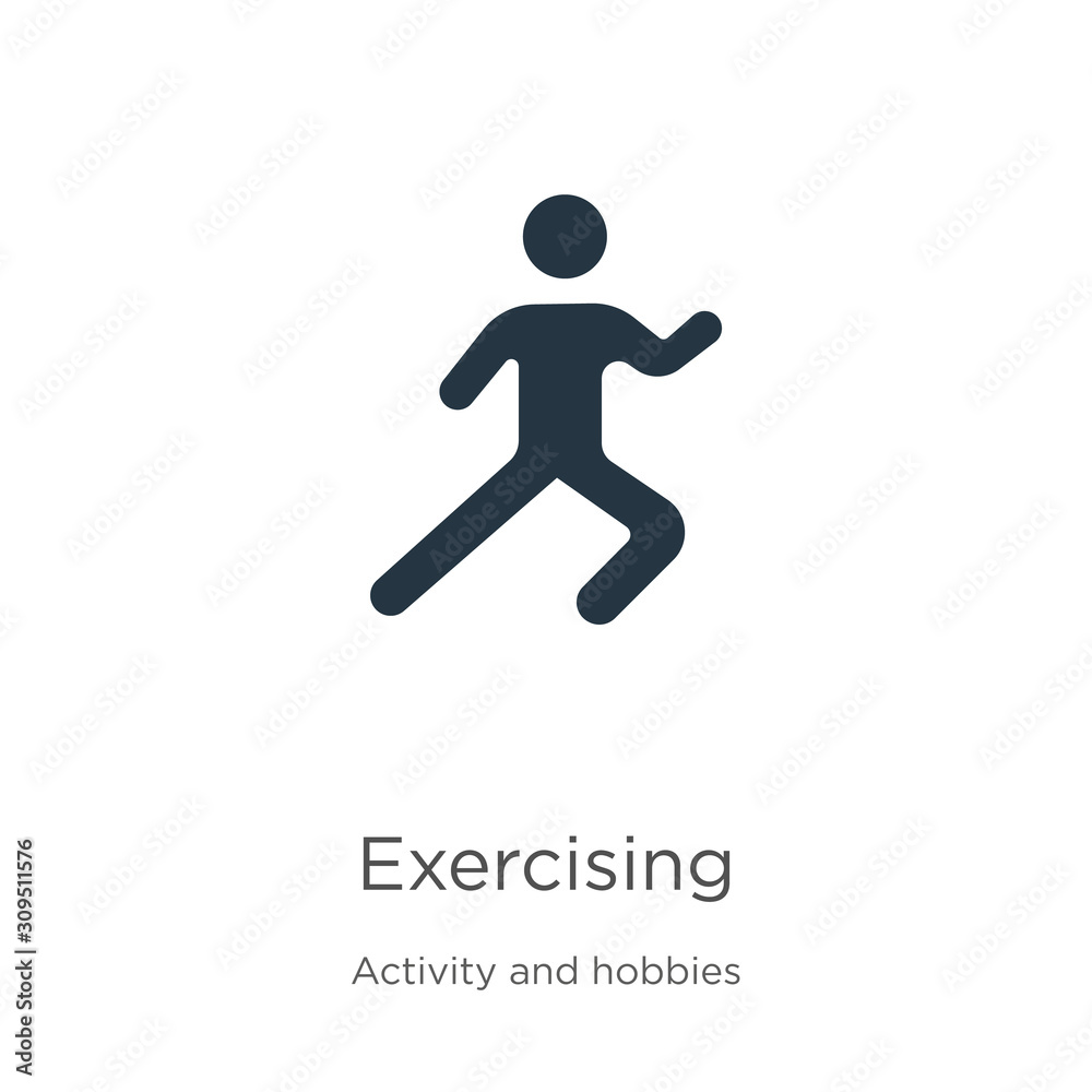 Exercising icon vector. Trendy flat exercising icon from activity and hobbies collection isolated on white background. Vector illustration can be used for web and mobile graphic design, logo, eps10 Exercising icon vector. Trendy flat exercising icon from activity and hobbies collection isolated on white background. Vector illustration can be used for web and mobile graphic design, logo, eps10