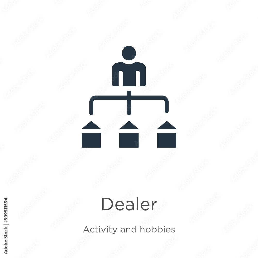 Dealer icon vector. Trendy flat dealer icon from activity and hobbies collection isolated on white background. Vector illustration can be used for web and mobile graphic design, logo, eps10 Dealer icon vector. Trendy flat dealer icon from activity and hobbies collection isolated on white background. Vector illustration can be used for web and mobile graphic design, logo, eps10