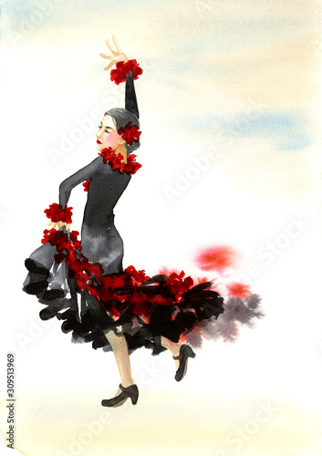A woman dancing a flamenco