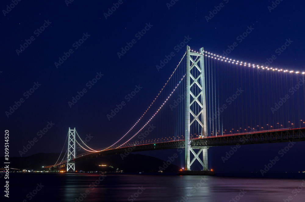 明石海峡大橋　ライトアップ