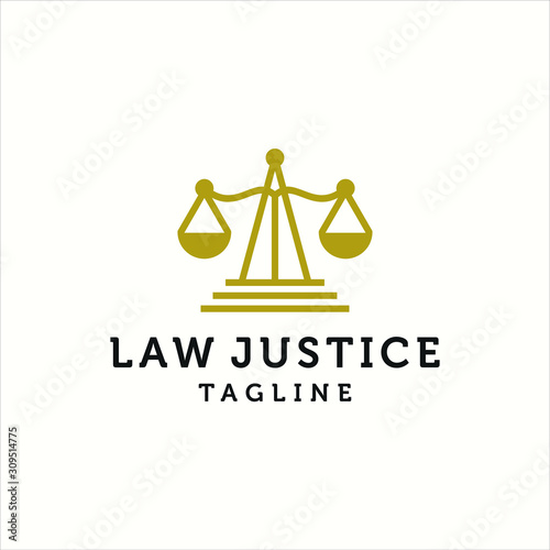 law justice firm logo template line art outline illustration vector graphic premium quality
