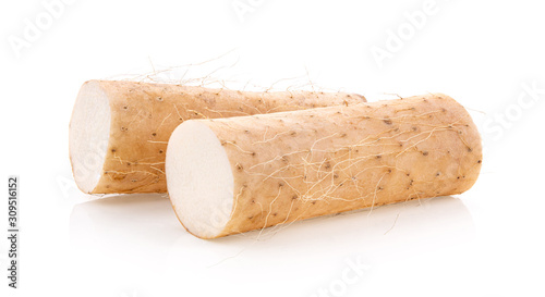 fresh nutritious or yam isolated on white background photo
