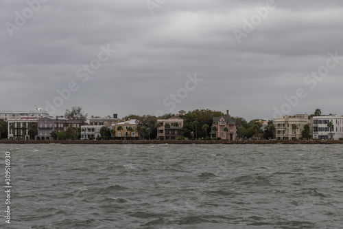 Scenic Charleston waterfront vista on a heavily overcast rainy day, South Carolina © Alex Krassel